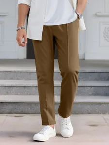 Men's Slim Fit Business Casual Chino Pants With Drawstring Elastic Waist Twill Fabric Polyester Woven Trousers Daily Wear