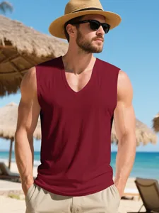 Men's stylish V-neck sleeveless quick-dry muscle tank top for summer athletic training sessions