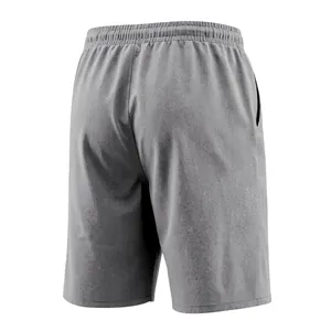 Back view of men's casual linen shorts in grey, featuring loose fit and breathable fabric