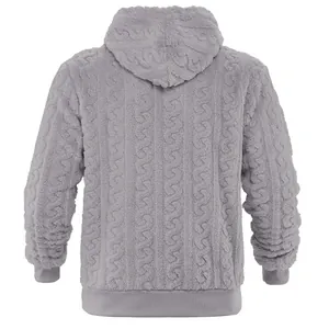Vue arrière d'un sweat-shirt à capuche gris pour homme en polaire peluche très texturée