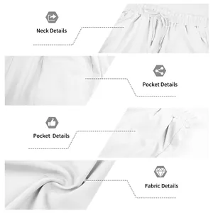 Detailansicht von weißem Stoff, Bund und Taschen des lässigen Herren-Shorts-Sets