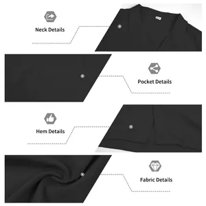 Detailansicht des schwarzen Herren-Kurzarmhemdes mit Kragen, Tasche, Saum und Stoff