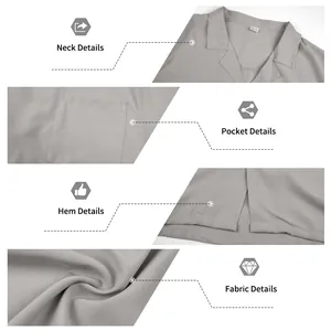 Detaillierte Makroansichten von Kragen, Tasche, Saum und weicher Stofftextur des Herrenhemds