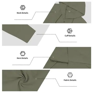 Détails du sweat à capuche en lin pour homme : col, poignets, ourlet et texture du tissu.