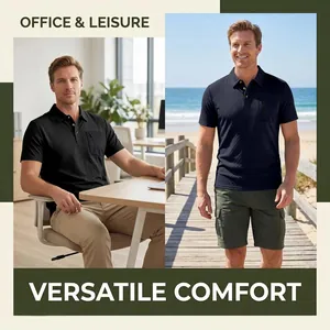 Herren-Polohemd mit Jacquard-Muster und Reißverschlusstasche für Büro und Freizeit.