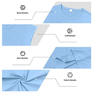 Detailed macro view of light blue sleeveless T-shirt fabric and stitching