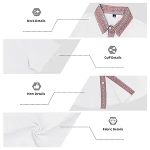 Nahaufnahme der Details des Herren-Leinenhemds mit Kragen, Manschetten und Stofftextur