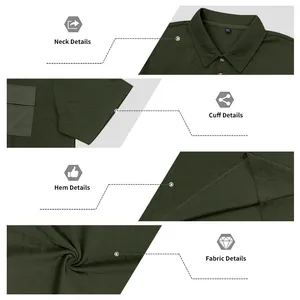 Detailed view of army green men's jacquard polo shirt featuring collar and fabric texture
