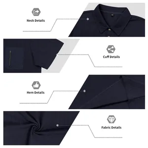 Detailansicht des blauen Herren-Poloshirts mit Kragen, Manschetten und Stofftextur