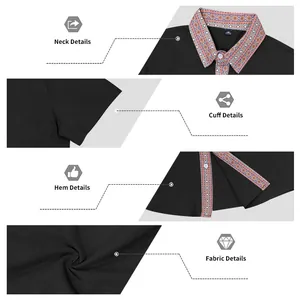 Detailansicht Herren-Poloshirt mit gemustertem Kragen, Manschette, Saum und Stoff