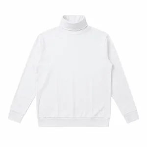 Vista general de una sudadera blanca de cuello alto y manga larga para hombre