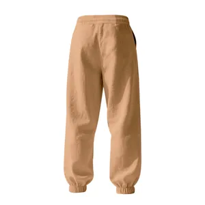 Back view of men's breathable cotton linen casual jogger pants in a relaxed beach style