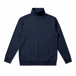 Sudadera clásica de cuello alto azul marino para hombre, prenda cálida de otoño e invierno.