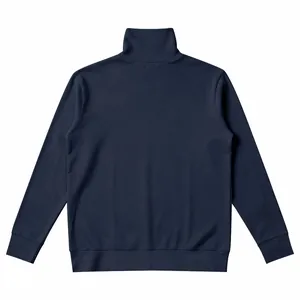 Vista posterior detallada de una sudadera de hombre de cuello alto azul marino para el invierno
