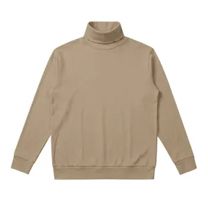 Sudadera de cuello alto para hombre color camel manga larga estilo minimalista otoño invierno