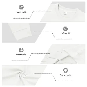 Detailaufnahmen von weißem Jacquard-Strick-Sweatshirt für Herren mit Kragen und Manschetten