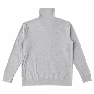 Camiseta térmica de cuello alto y manga larga para hombre en gris claro, vista trasera