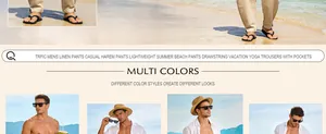 Pantalon sarouel léger en lin pour hommes en plusieurs couleurs pour les vacances.