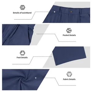 Detail view of men's loose linen trousers showing waistband, pockets, and fabric texture
