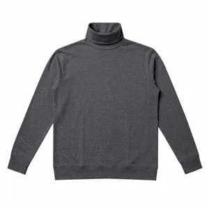 Vista frontal detallada de una sudadera de hombre de cuello alto y manga larga gris marengo