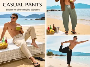 Pantalon d'été hip-hop pour hommes avec jambe large incurvée en plusieurs couleurs