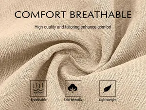 Détail macro du tissu respirant beige en lin pour pantalon d'été décontracté pour hommes