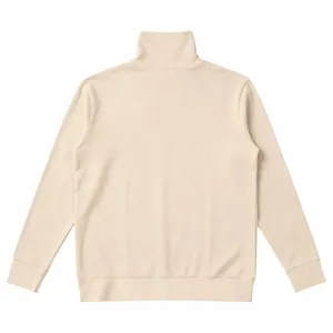 Vista posterior detallada de sudadera beige de cuello alto para hombre para invierno