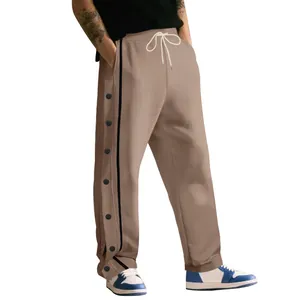 Pantalon de jogging kaki à boutons pression pour homme style hip-hop décontracté