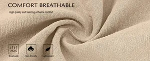 Gros plan sur la texture du tissu beige respirant et doux pour la peau des pantalons homme.