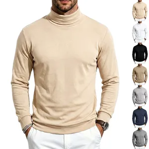 Camiseta de Manga Larga con Cuello Alto para Hombre Ajustada Invierno Cálida Mezcla de Algodón y Lana Sudadera de Punto Top Térmico