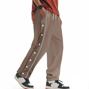 Pantalon de basket-ball hip-hop lourd pour hommes avec boutons-pression latéraux mode