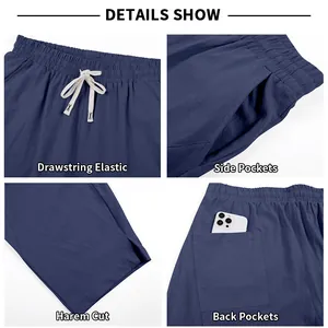 Détail du pantalon large hip-hop pour hommes avec taille à cordon et poches
