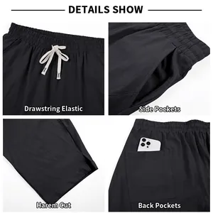 Détails de ce pantalon sarouel noir pour homme avec taille élastique et poches
