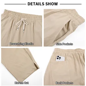 Détails du sarouel pour hommes montrant la taille avec cordon et les poches.