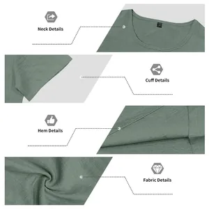 Dettagli della t-shirt da uomo con scollo a girocollo, polsini, orlo e tessuto
