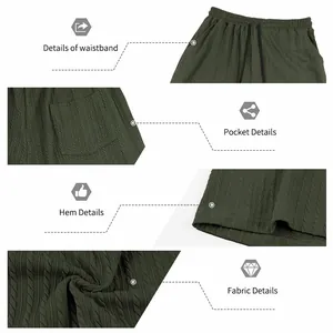 Détails rapprochés du short texturé pour homme montrant la taille, la poche et le tissu