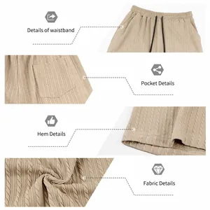 Vues détaillées du short jacquard beige pour homme montrant la taille et le tissu