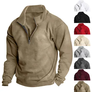 Men's stylish half-zip sweatshirt with standing collar and long sleeves in multiple colors