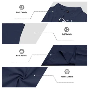 Detailed views of men's linen sleeveless shirt featuring lace-up neck and fabric texture