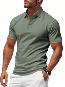 Men's breathable quick-dry short sleeve polo shirt in stylish sage green finish