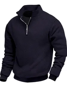 Felpa jacquard retrò da uomo con maniche lunghe e mezza zip situata sul colletto