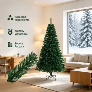 Árbol de Navidad de PVC Cifrado Simulado Con Base de Metal Resistente Para Hogar Hotel Centro Comercial Decoración Navideña Árbol de Abeto Artificial Verde Clásico