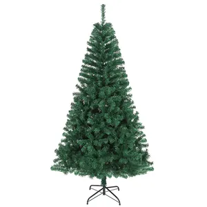 Árbol de Navidad artificial de PVC verde denso con soporte de metal