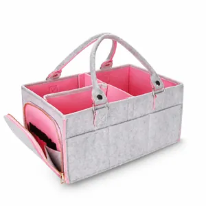 Große Filz-Windeltasche Organizer für Baby-Essentials mit praktischen Fächern und Griff