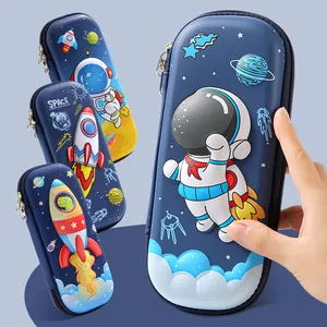 Astuccio 3D Stereoscopico a Cartone Animato Astronauta Dinosauro Impermeabile Grande Capacità Astuccio in Tela a Rilievo per Bambini