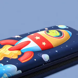 Astuccio 3D a forma di razzo per bambini scatola fissa in EVA impermeabile con dinosauro