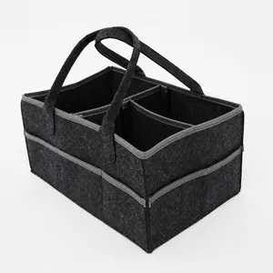 Detailansicht des Filz-Windel-Organizers mit Fächern, Größe 38x25x18 cm