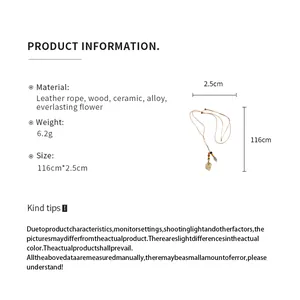 Detailed product information for leaf pendant necklace with dimensions and materials