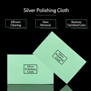 Professional green silver polishing cloth for jewelry cleaning and shining, 7x11cm size