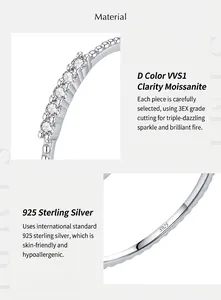 Detailweergave van een ring van 925 sterling zilver met D-kleur VVS1 moissaniet-stenen.